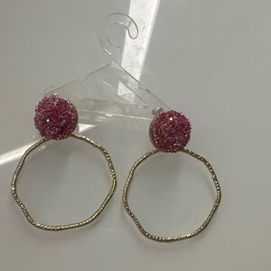 Elegant lavender and Gold Hoop Earrings